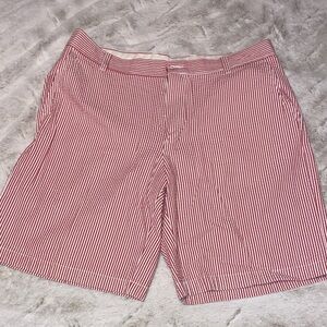 Men's Red & White Seersucker Shorts